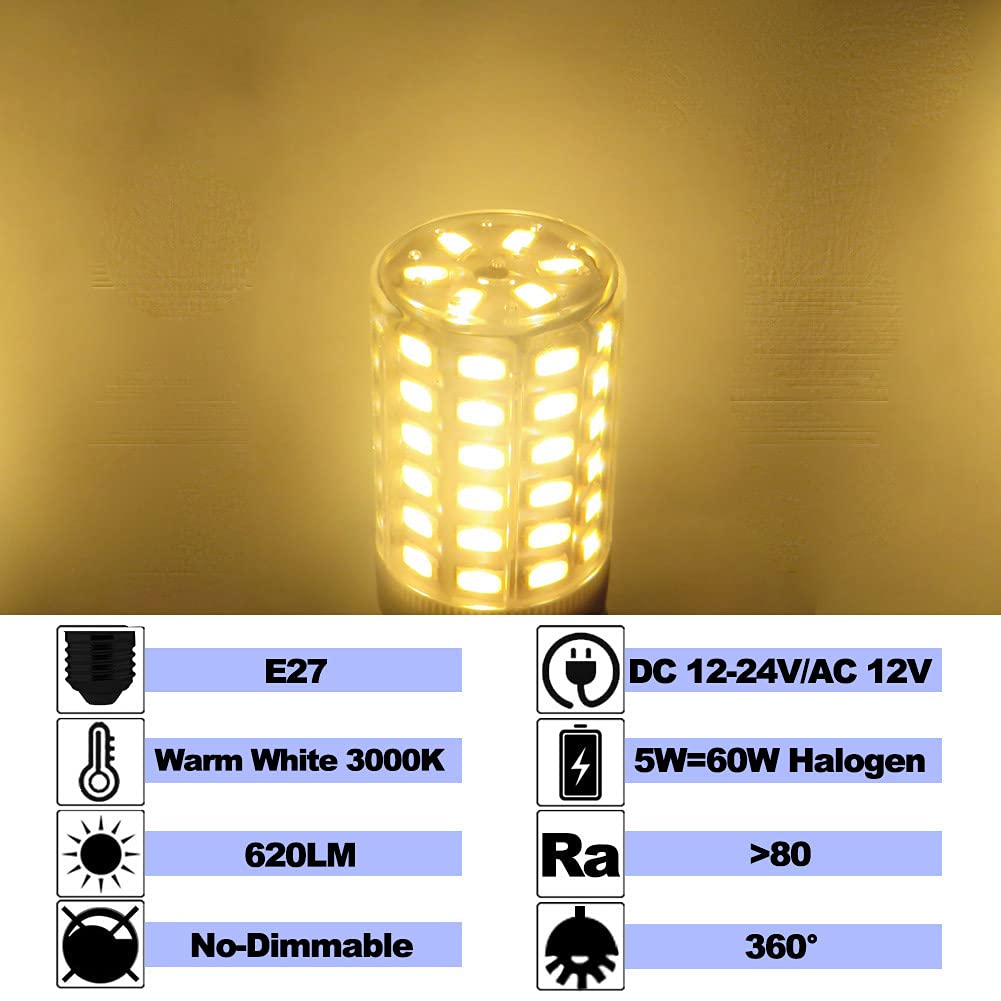 ZHENMING 12V LED E27 Light Bulbs Screw in 5W Replaces 50W-60W Boat Lights DC 24V Low Voltage Lamp for Off Grid Solar System Lighting Marine RV Camper - Image 3