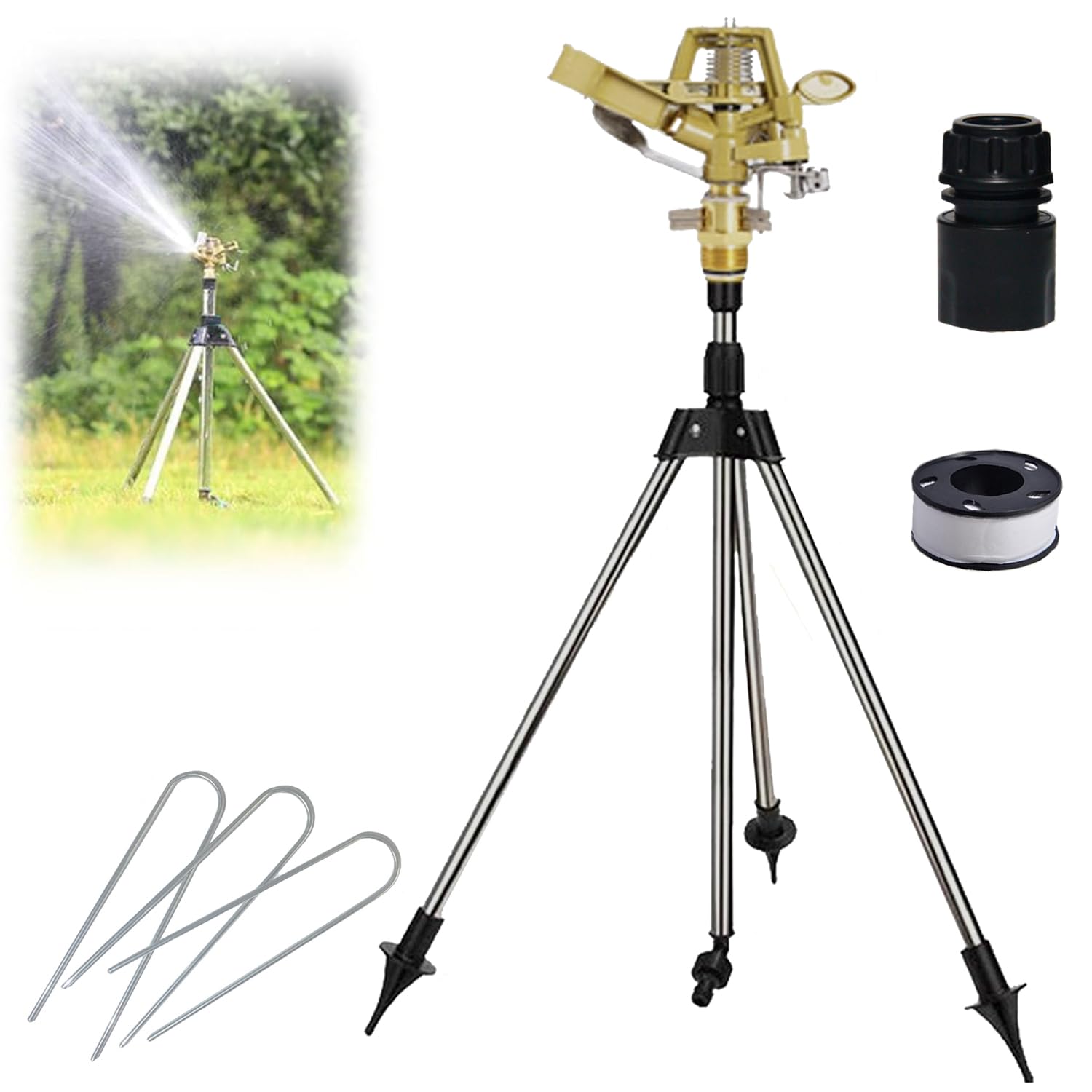 Aspersor de jardín,Aspersores de riego cesped,Aspersor de jardín Ajustable,360 °rotación,rociadores de jardín con Conectores de Manguera rápidos para jardín,céspedes (B001)
