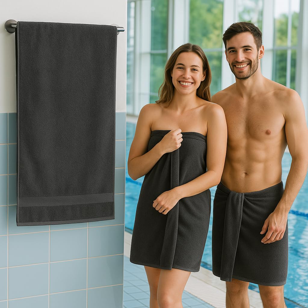 Betz Juego de 2 Toallas de baño XXL Palermo 100% algodón 100x200 cm Color Antracita - Azul