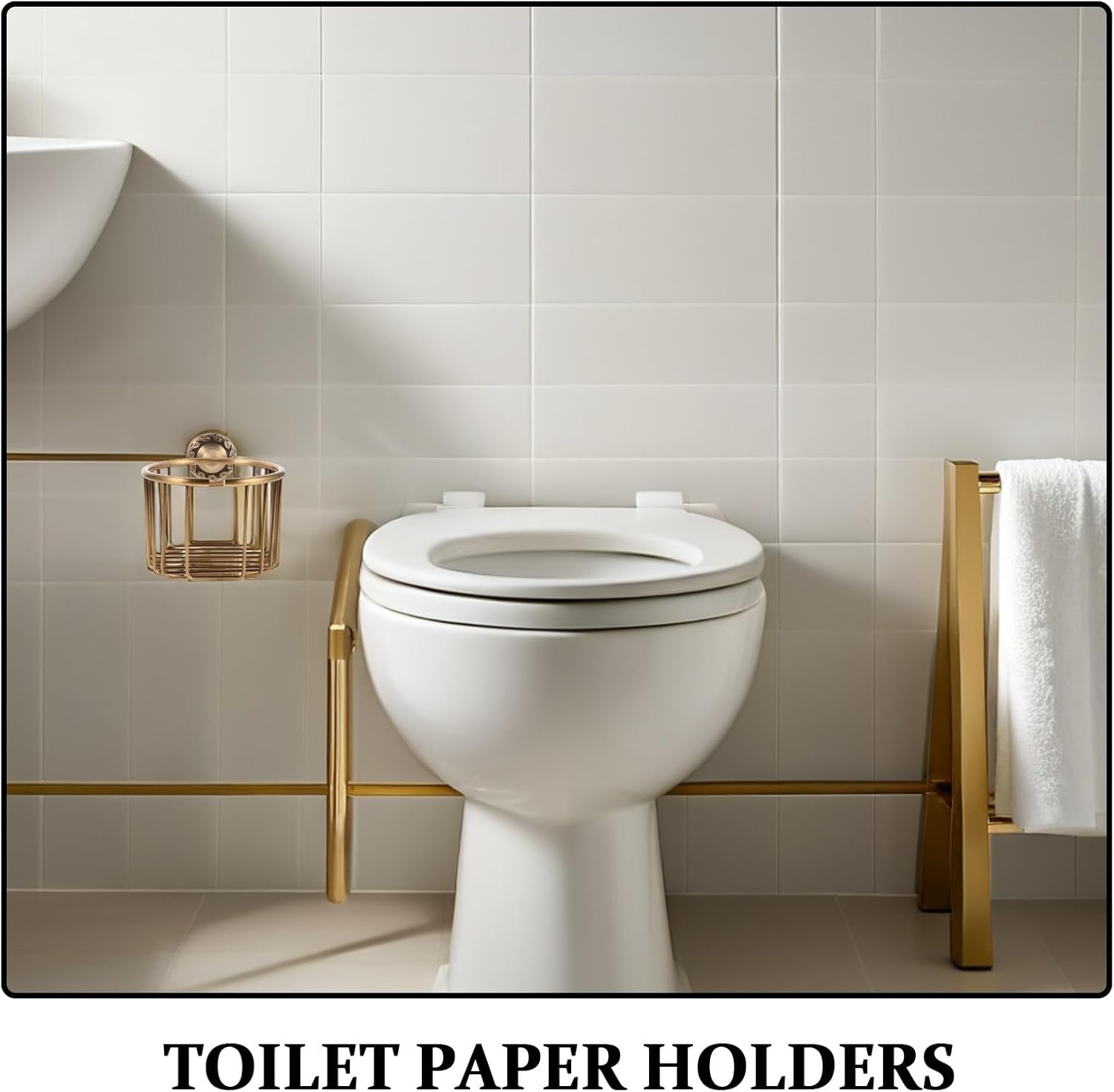 Vintage Toilet Paper Holder Metal Wire Basket Antique Brass Wall Mounted Bathroom Organizer Toilet Tissue Dispenser for Home and Washroom Use