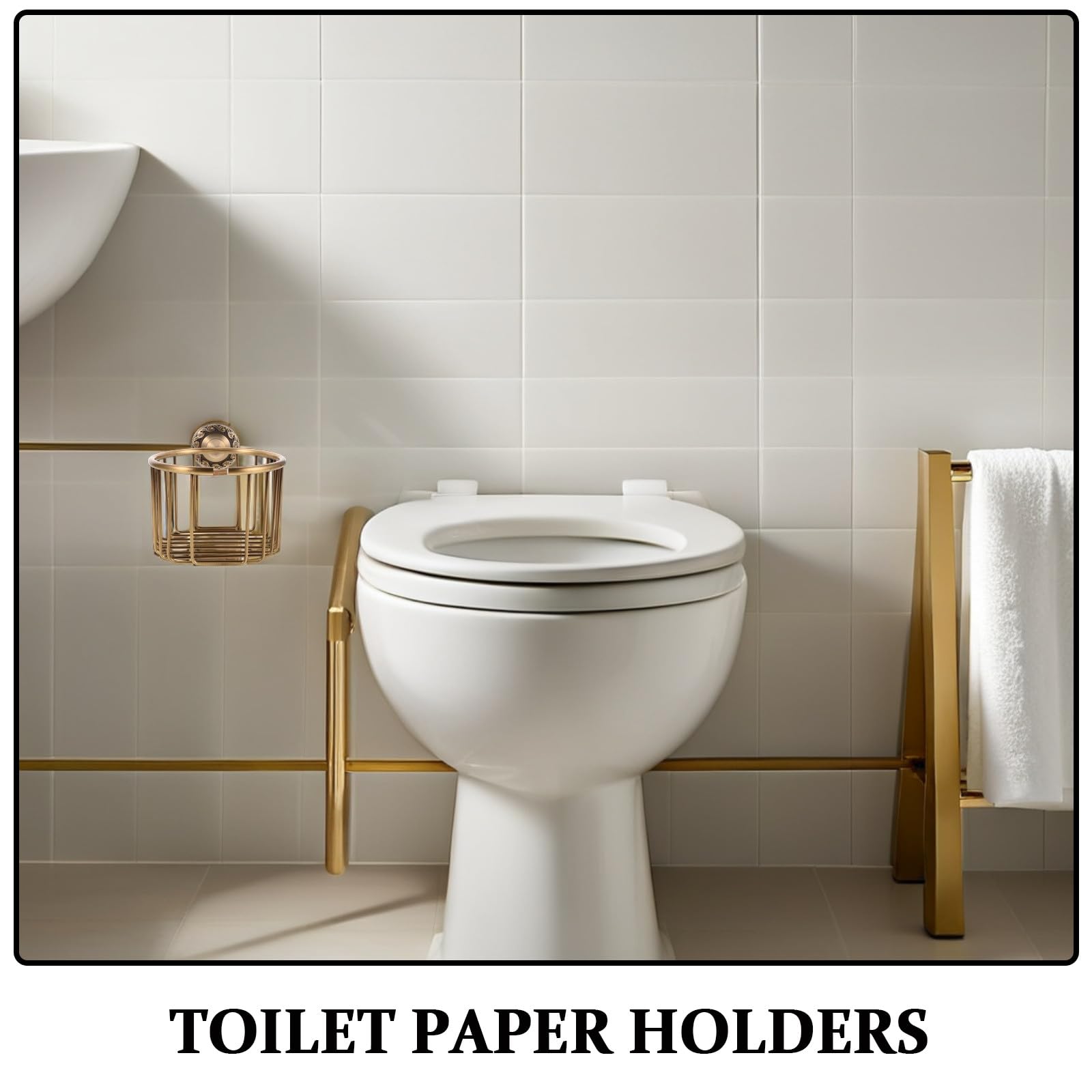 FOMIYES Portarotolo Carta Igienica in Ottone Antico da Parete, Distributore Fazzoletti Multifunzione Cestino Porta Fazzoletti, Accessorio Bagno Rustico per Organizzazione Bagno