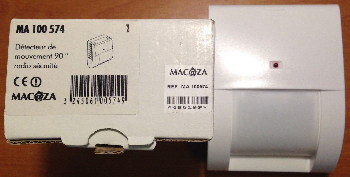 Détecteur de mouvement 90° Macaza MA100574 radio pour alarme sans fil sans angle mort