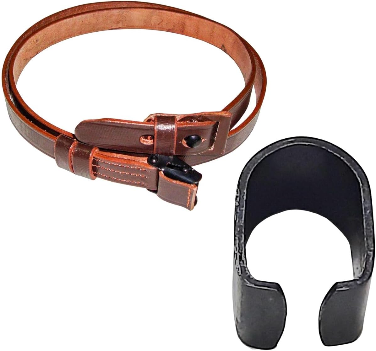 warreplica kar98k k98 Karabiner 98 Kurz M48 yugoslavian 7x57 8mm Mauser WWII Leather Sling Marked GWX 1943 (Dark Brown) w/K98 Sight Hood K98 Front Sight Cover- Reproduction