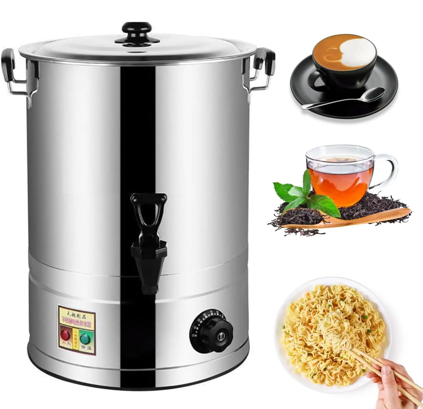 Commercial Catering Urn, Electric Boiling Water Bucket, Hot Water Boiler Dispenser, Soup Kettle Buffet Warming Pot, for Commercial Catering (Yes Faucet A faucet)