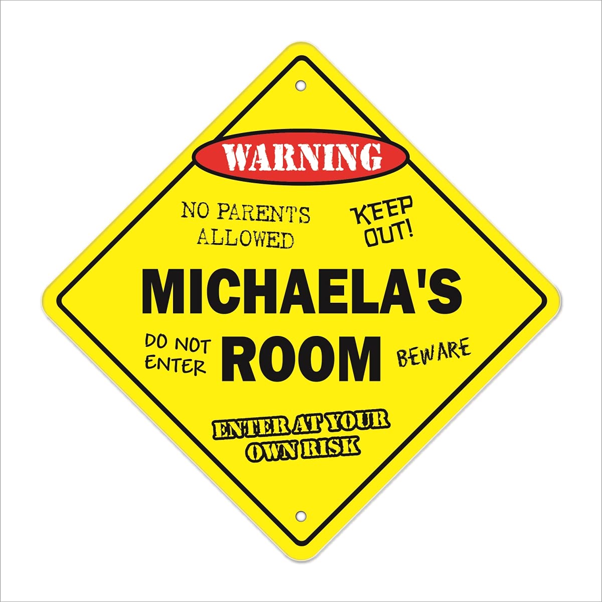 Michaela's Room Sign Crossing Zone Xing | Indoor/Outdoor | 12" Tall Plastic Sign kids bedroom decor door children's name boy girl