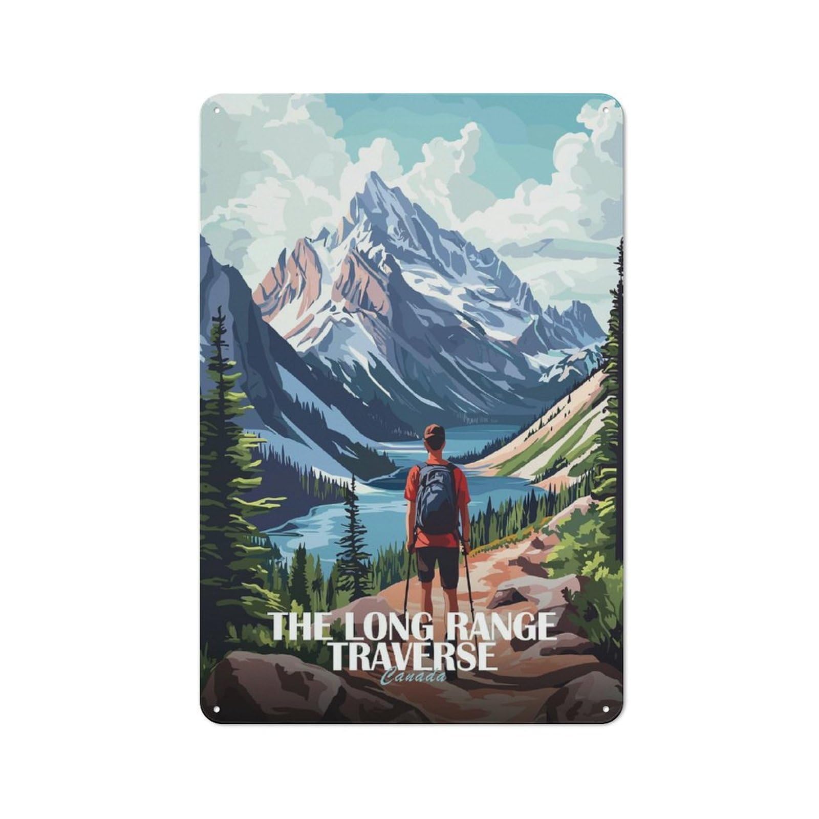 Junmoney Style-14 Tin Sign With The Long Range Traverse Canada Design 30X20cm, Understated Studio Wall Plaque For Hobby Room, Office, Lounge Or Living Room