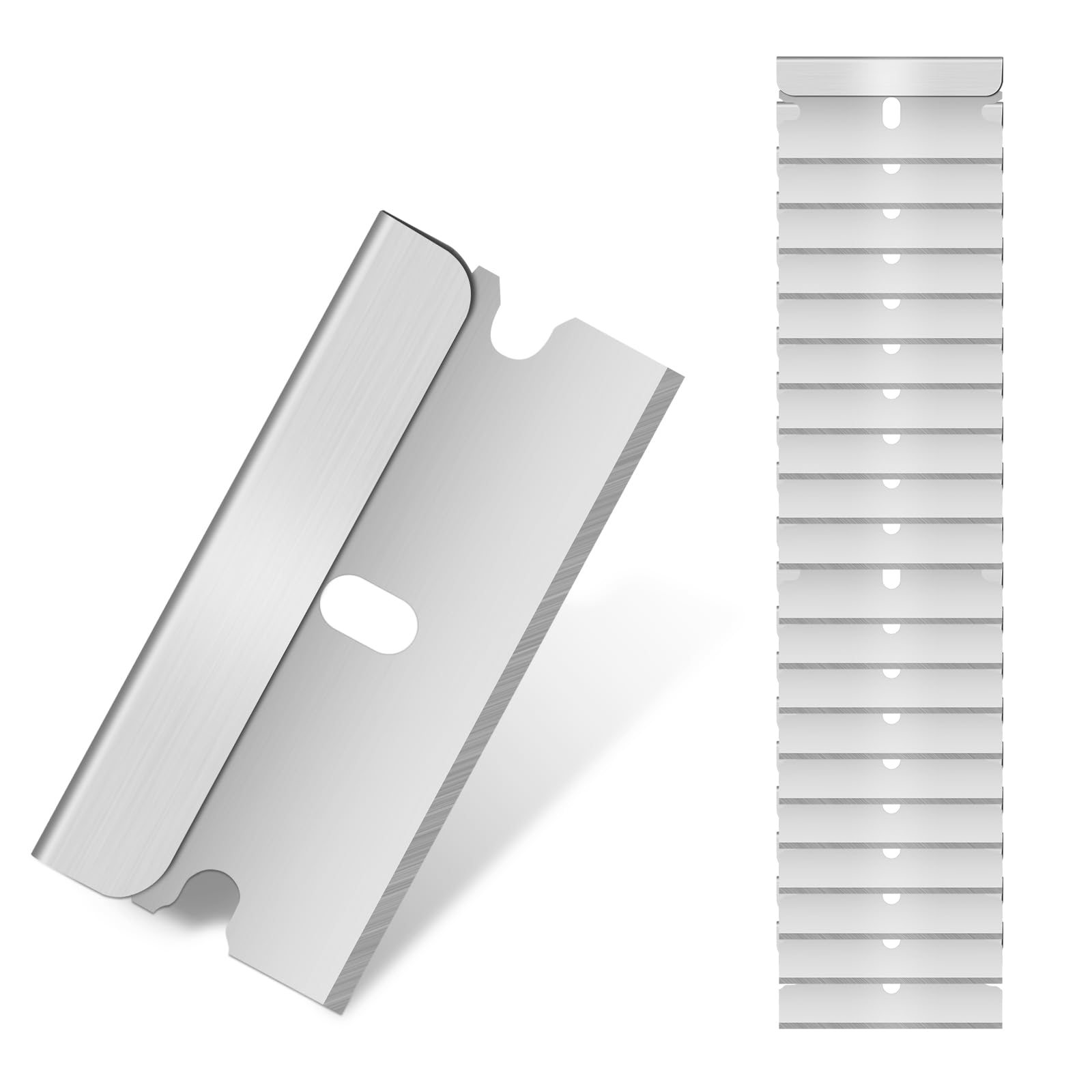 Flintronic 20 Piezas Cuchillas de Acero Inoxidable de Alta Calidad, Cartón Prémium de Acero, Cuchillas de Repuesto de Cartón Prémium de Acero, para Limpia Suelo,Horno,Placas de Inducción,Ventana