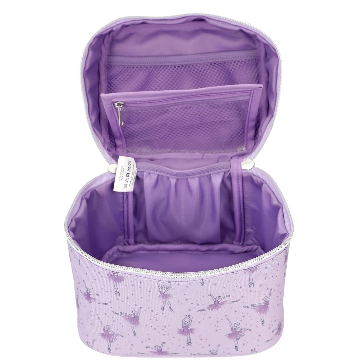 Depesche 12239 TOPModel Ballet-Kosmetiktasche in Lila mit Glitzersteinen, Beauty Case mit Innentaschen, Ballerinas, Mehrfarbig