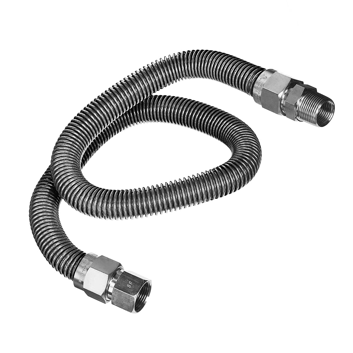 Gas Connector Kit 48 inch Stainless Steel, 5/8” OD Flexible Gas Hose Connector for Gas Range, Furnace, Stove with 1/2” FIP x 1/2” MIP Stainless Steel Fittings, 48” Gas Appliance Hook up Kit