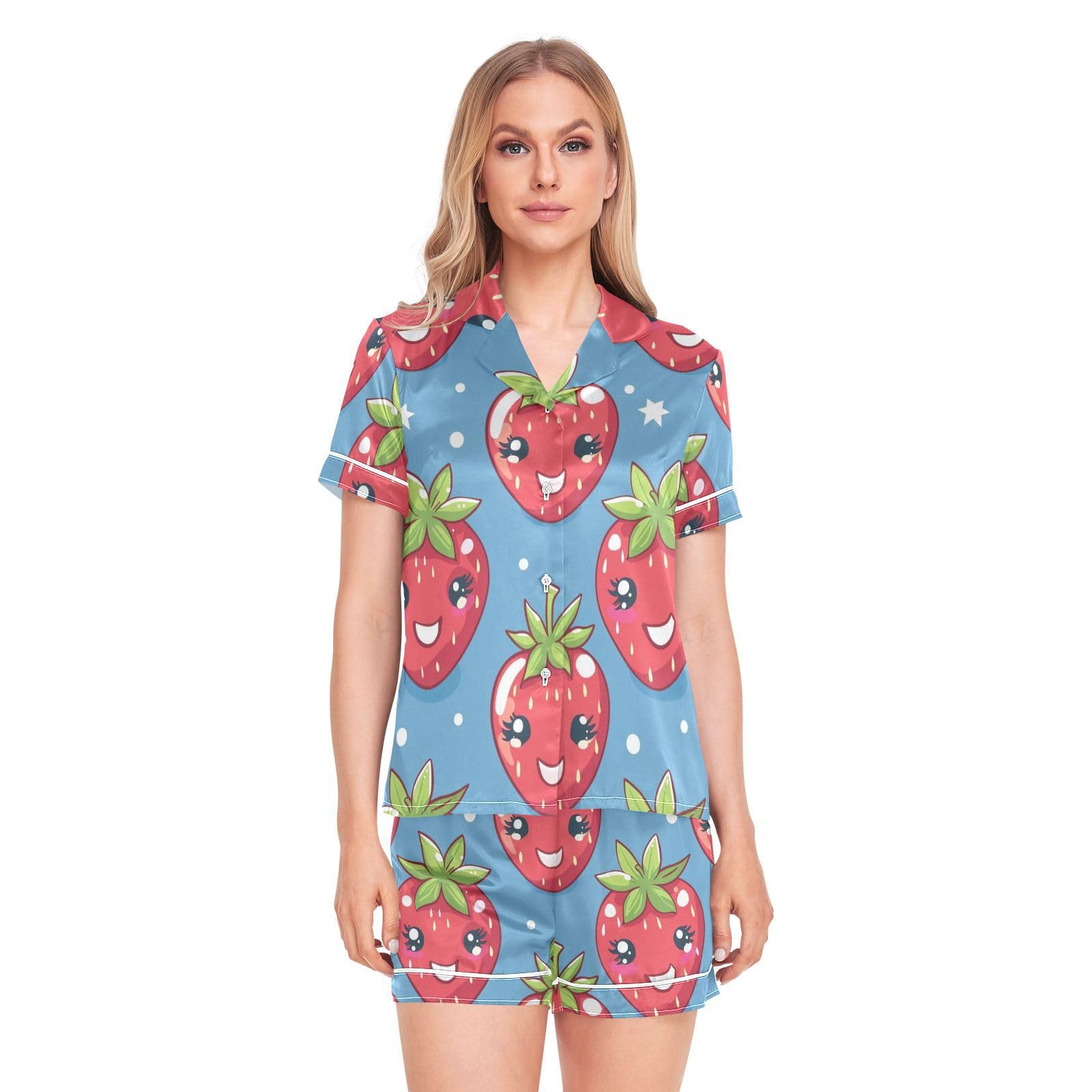 Ropa de dormir suave de manga corta con bolsillos para mujer 8