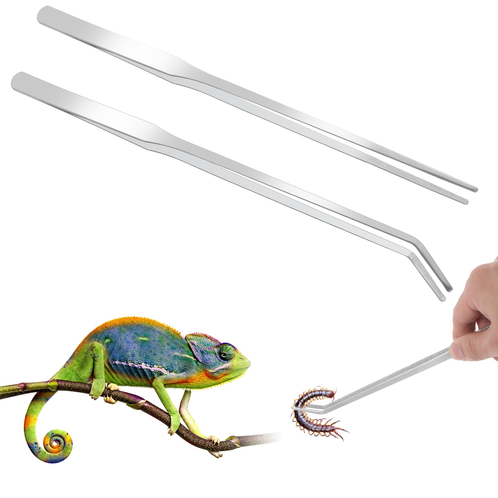 Gjinxi Zakrzywione pęsety do akwarium, szczypce ze stali nierdzewnej, pęseta do zbiornika, 27 cm, szczypce do karmienia, do akwarium, roślin, narzędzi akwariowych, szczypiec do karmienia, narzędzie do