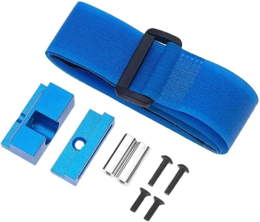 Metal Tall Battery Holder Mount Hold Down with Battery Strap for Tamiya TT02 TT02D TT02B 1/10 RC Car Upgrade Parts Accessories(Blue)