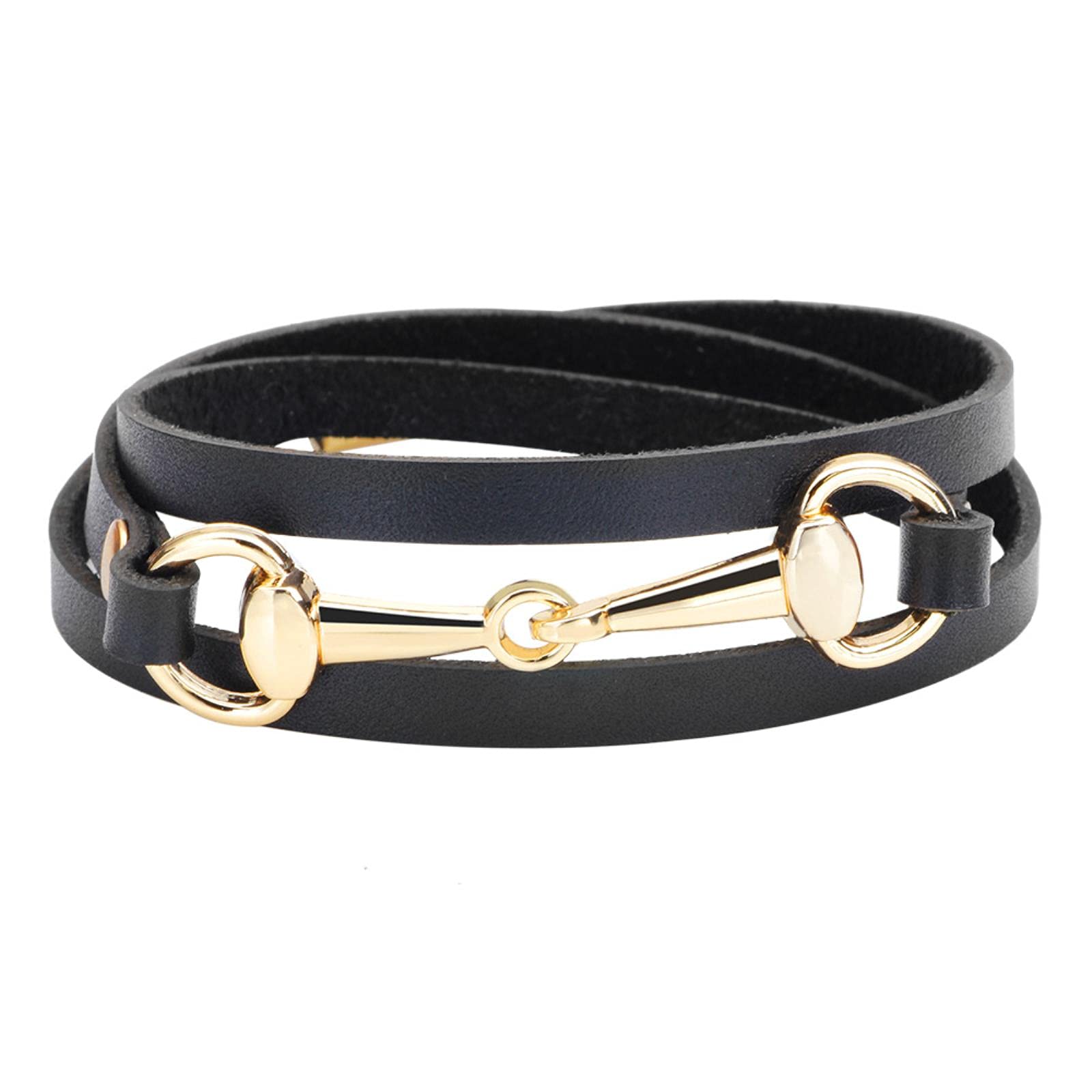 BCJMKDX bohemian bracelet, Brown black Multilayer Leather Bracelets for Women Femme Bohemian Style Bracelet Female Jewelry(Black)