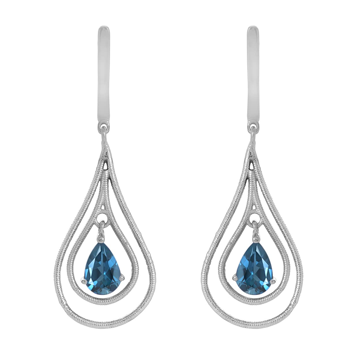 Shine Jewel0.70 CT Floating Pear Hook Dangle Earrings 925 Sterling Silver Rhodium Plated Handmade Jewelry Gift for Women