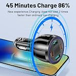 USB C Adaptateur de Chargeur de Téléphone Voiture avec Voltmètre Compatible avec iPhone 16 15 14 13 12 11, Android, Samsung, 100W 4 en 1 Éclairage de cigarettes à charge rapide multiports USB Chargeur (Noir)