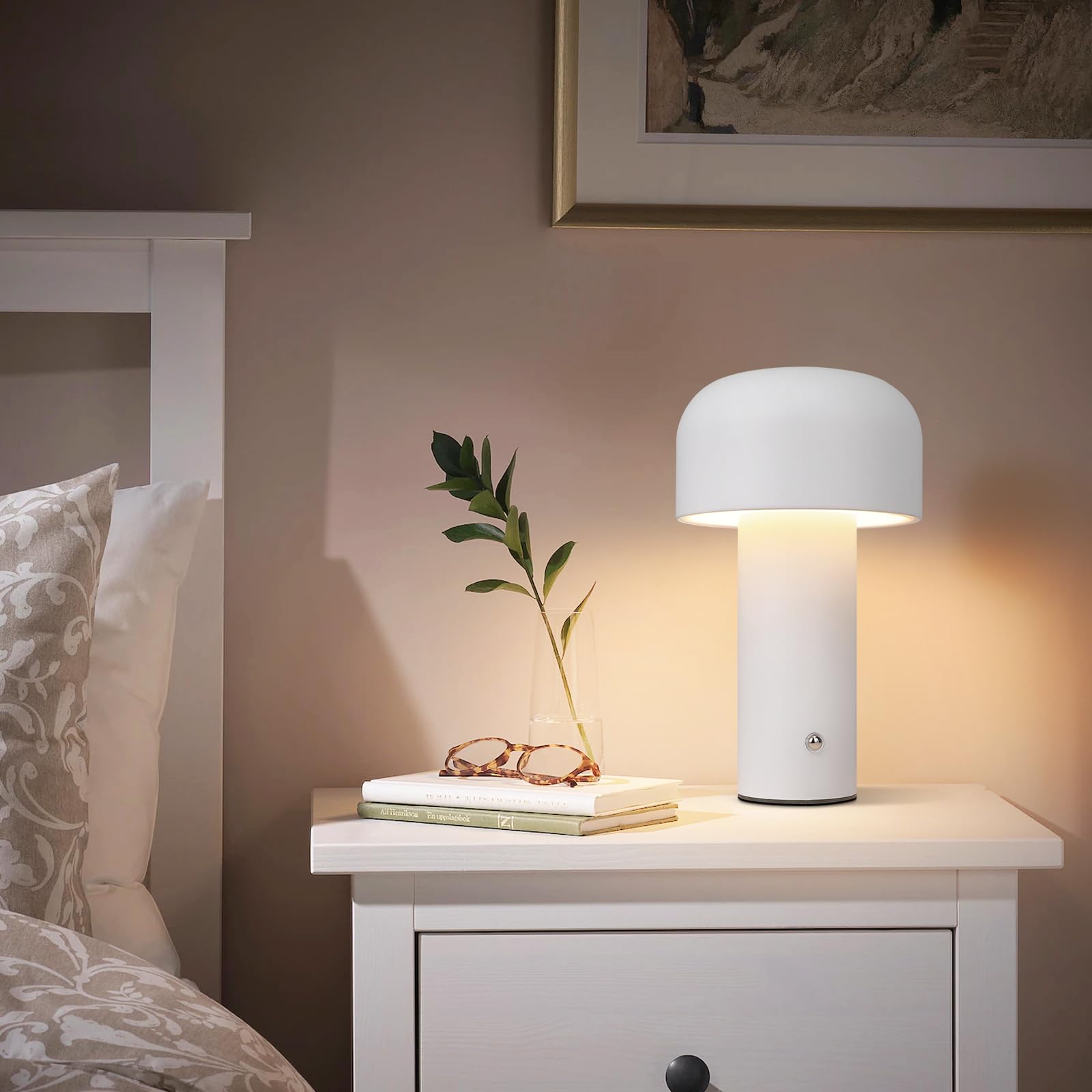 ZMH 2ER Tischlampe Kabellos Akku Tischleuchte - LED Nachttischlampe