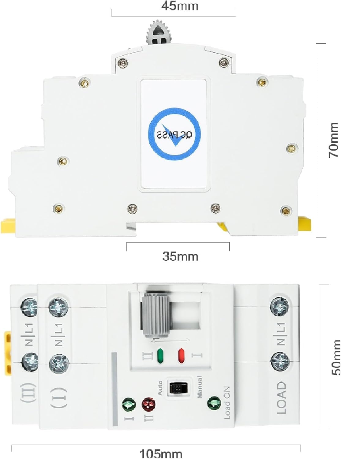 Interruttore di Trasferimento Automatico/manuale ATS, 2P 63A 230V Monofase, Commutatore Modulare DIN per ups, fotovoltaico, elettrico