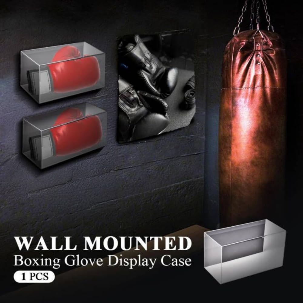 G-PLUS Boxing Glove Display Case Baseball Mitt UV-Protected Display Case Wall Mount Horizontal Show Case Acrylic(Not Fit Vertical Hanging)