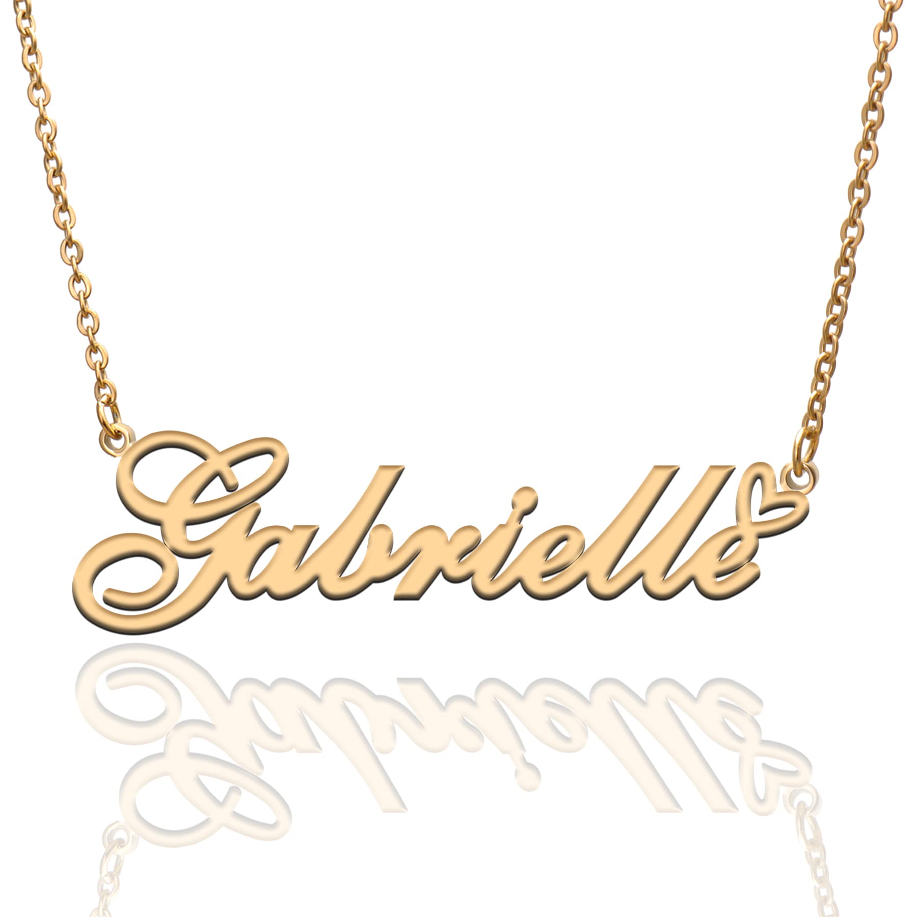 Custom Name Necklace Customized Personalized Pendant Name Necklace with Heart Plated Name Necklace for Women Personal Fashion Necklace Best Gift for Girl Mother Daughter Friendship Christmas Birthday