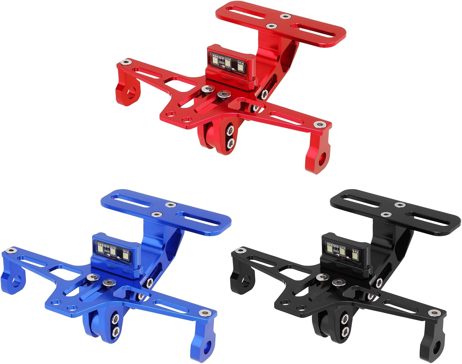Windance Motorcycle License Plate Bracket,Universal Adjustable Fender Eliminator Kit, CNC Aluminum Tail Tidy holder with LED light (Red)