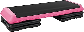 Fitvids Step Aerobic Platform, Exercise Step with 5 levels Adjustable Height, 4 Stackable Risers, Fitness Training Workout Stepper for Home Gym, Cardio Strength, Multiple Options