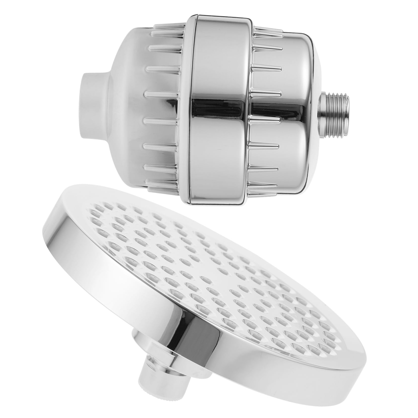 Filtro de Ducha para Agua Dura Cabezal 6 Pulgadas y 15 Niveles | Plata Abs, Rotación Libre 360 Grados, Filtración Multicapa Bola Giratoria Sólida