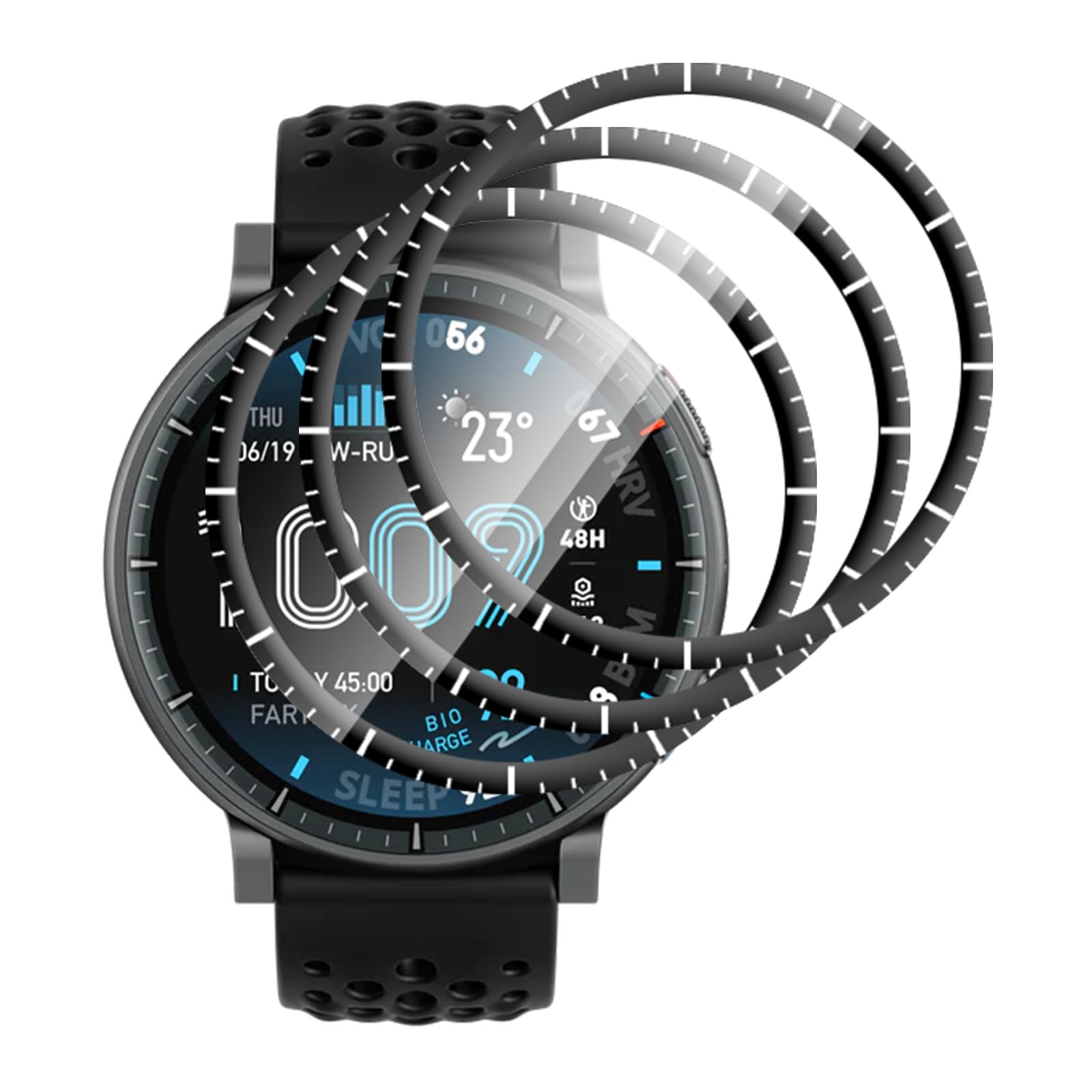 Lutree para Amazfit Active Max Protector de Pantalla, 3 Piezas 3D Cobertura Completa Anti-Arañazo Sin Burbujas, HD Transparente Flexible Película Protectora