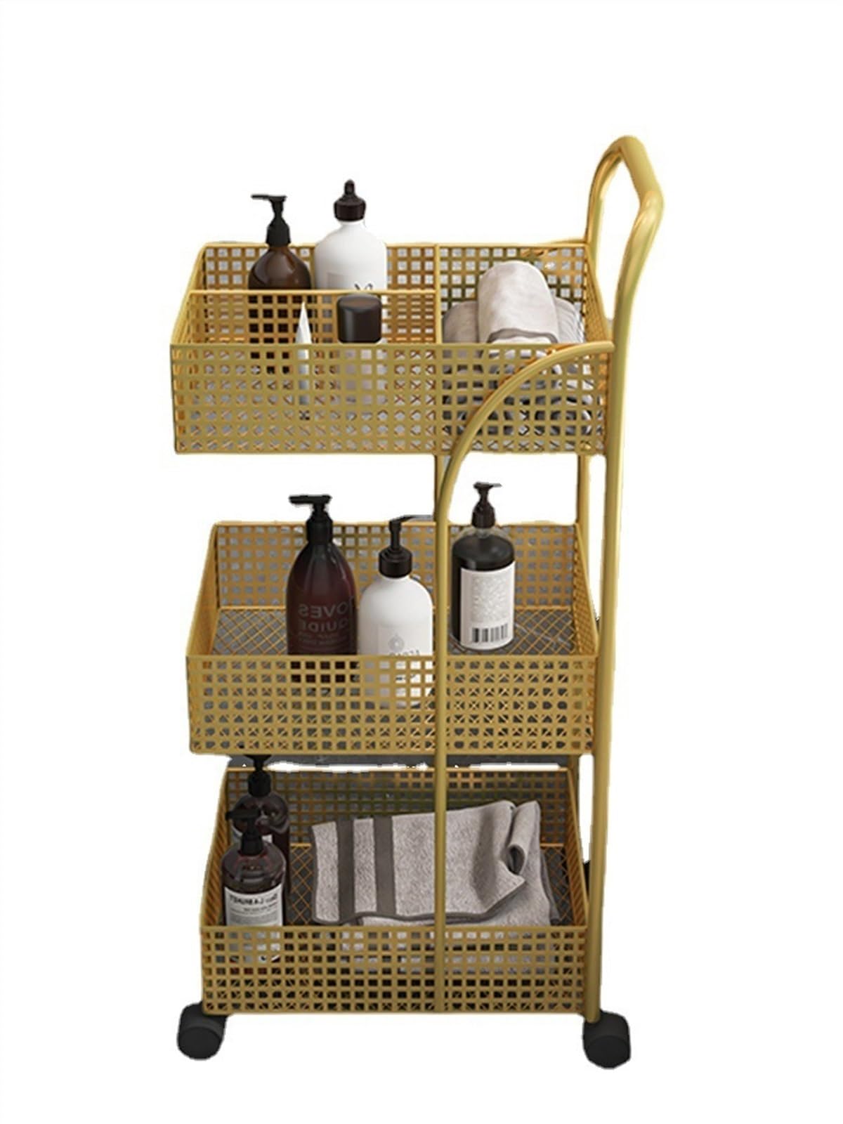Cocina Portaoggetti For Carrello, In Metallo For Cucina Da Bagno, Mobile For , Con Ruote Estante de almacenamiento(Nero,M)
