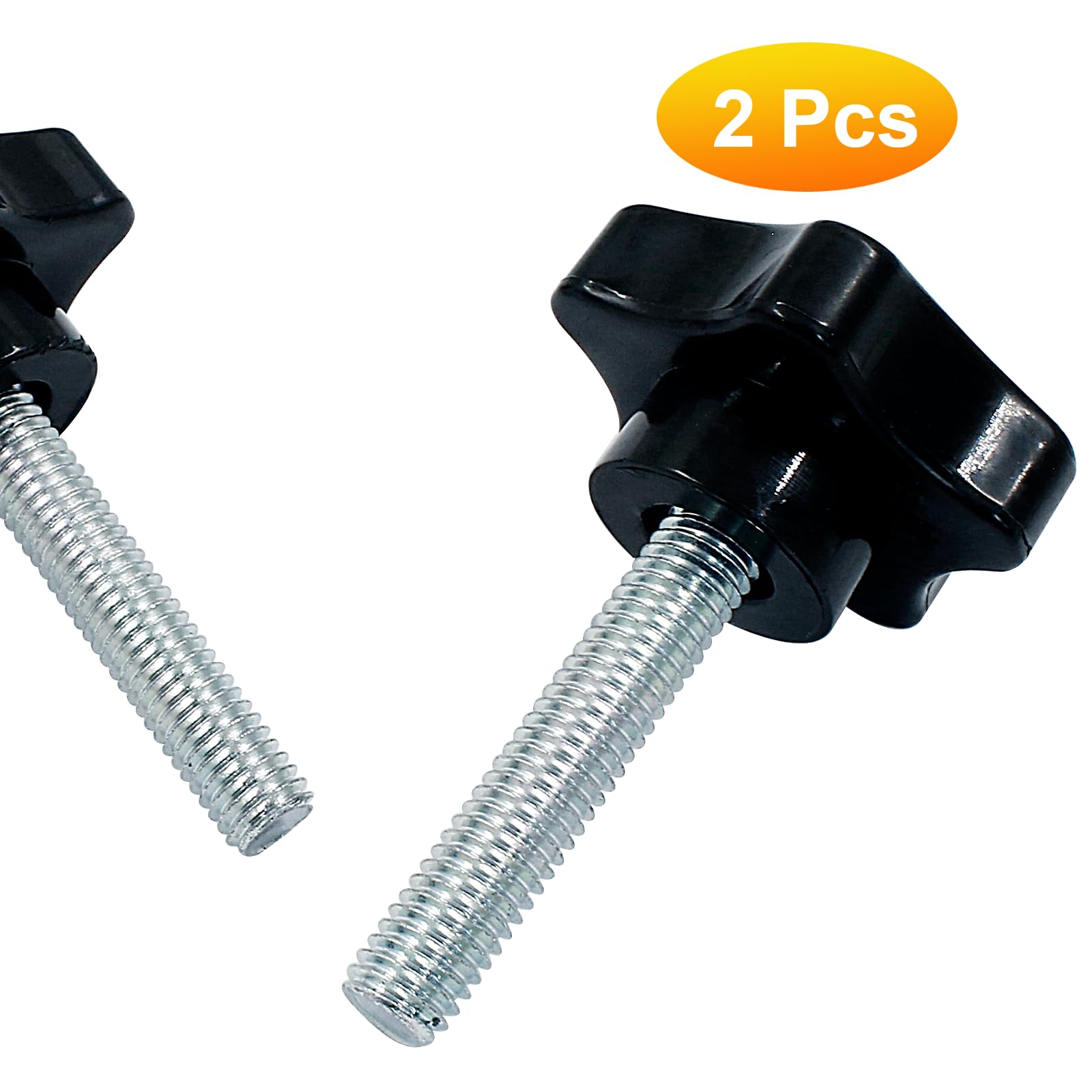 BokWin 2 Pcs Star Hand Knob Tightening Screw M8x40mm Clamping Knob Screw Knob Handle for Umbrella Base Replacement(Black)