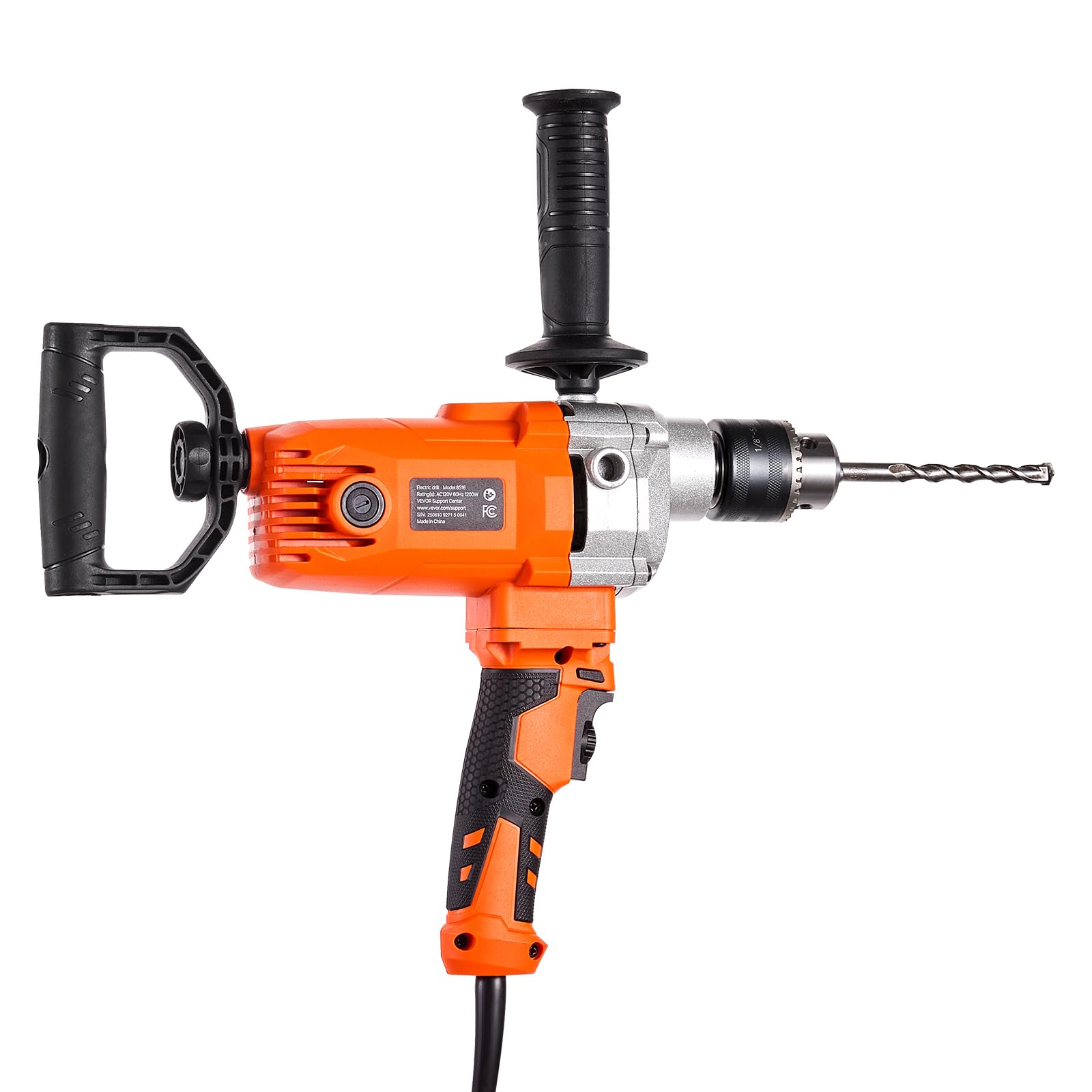 VEVOR elektrische Bohrmaschine 15,89 mm 1200 W mit Mixer Bohrmaschinenmischer Set 750 U/min 3,2 A Mischbohrmaschine mit D-Griff zum Bohren & Mischen Handbetonmischer für Futter Zement