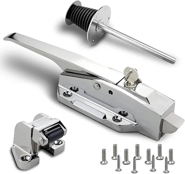Walk in Cooler Door Handle, Walk in Cooler Door Closer Complete Latch Kit, Freezer Doors Handle, Coolers Radial Latch, Offset -1/8 in to 1/4 in(Flush) and 5.9" Solid Metal Interior Release Handle