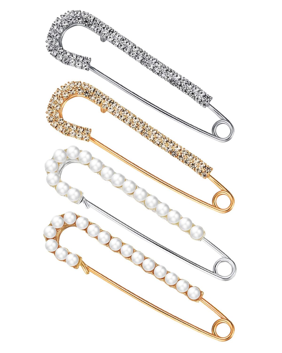 WeddHuis Set 4 Spille Da Donna Con Perle E Strass - Per Maglioni, Sciarpe, Cardigan - Foto 2