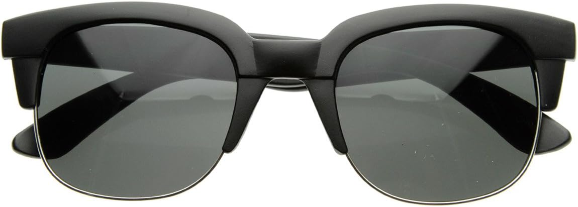 zeroUV Super Square Modern Fashion Half Frame Retro Horn Rimmed Sunglasses