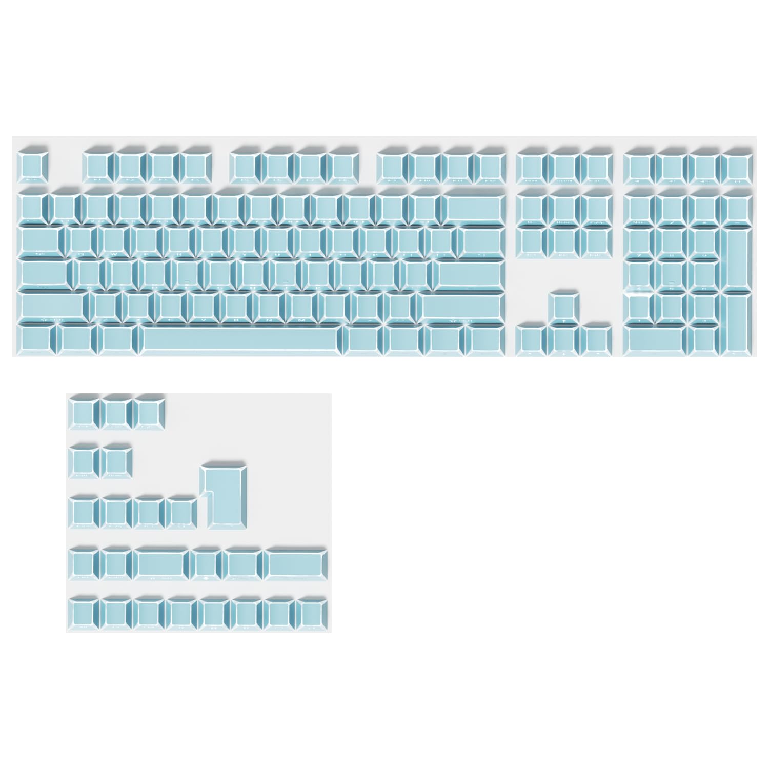 Fogruaden PBT Keycaps Set, Cherry Profile Side Print Keycap for Mechanical Keyboard Keycaps(ZheYing-Blue)