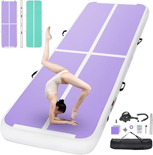 Miniatura 15 de FBSPORT - Colchonetas inflables de entrenamiento de 4 u 8 pulgadas de grosor, pistas de gimnasia para uso en el hogar, animadoras, yoga, Negro,Negro