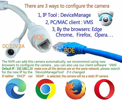 Miniatura 4 de BlueFishCam Cámara IP PoE de 4 MP gran angular de 0.142in POE cámara de red para exteriores, cámara de red profesional infrarroja