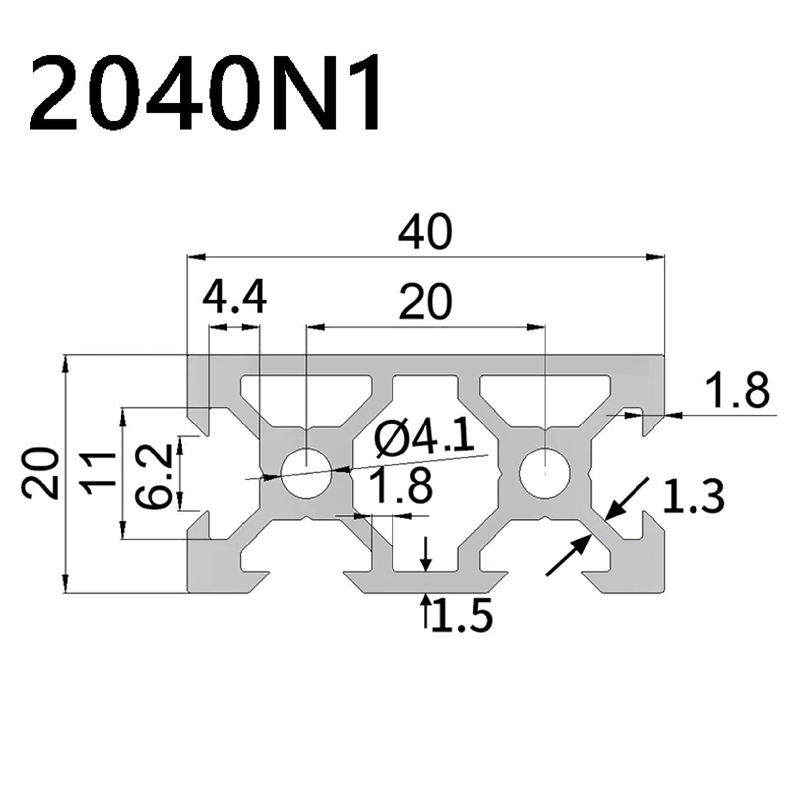 GTPBAO 2 pezzi di profili in alluminio anodizzato nero 2040N1 con scanalatura a V standard europeo 20x40 mm, telaio estruso con guarnizione a faccia singola Binario estruso(800mm 31.5")