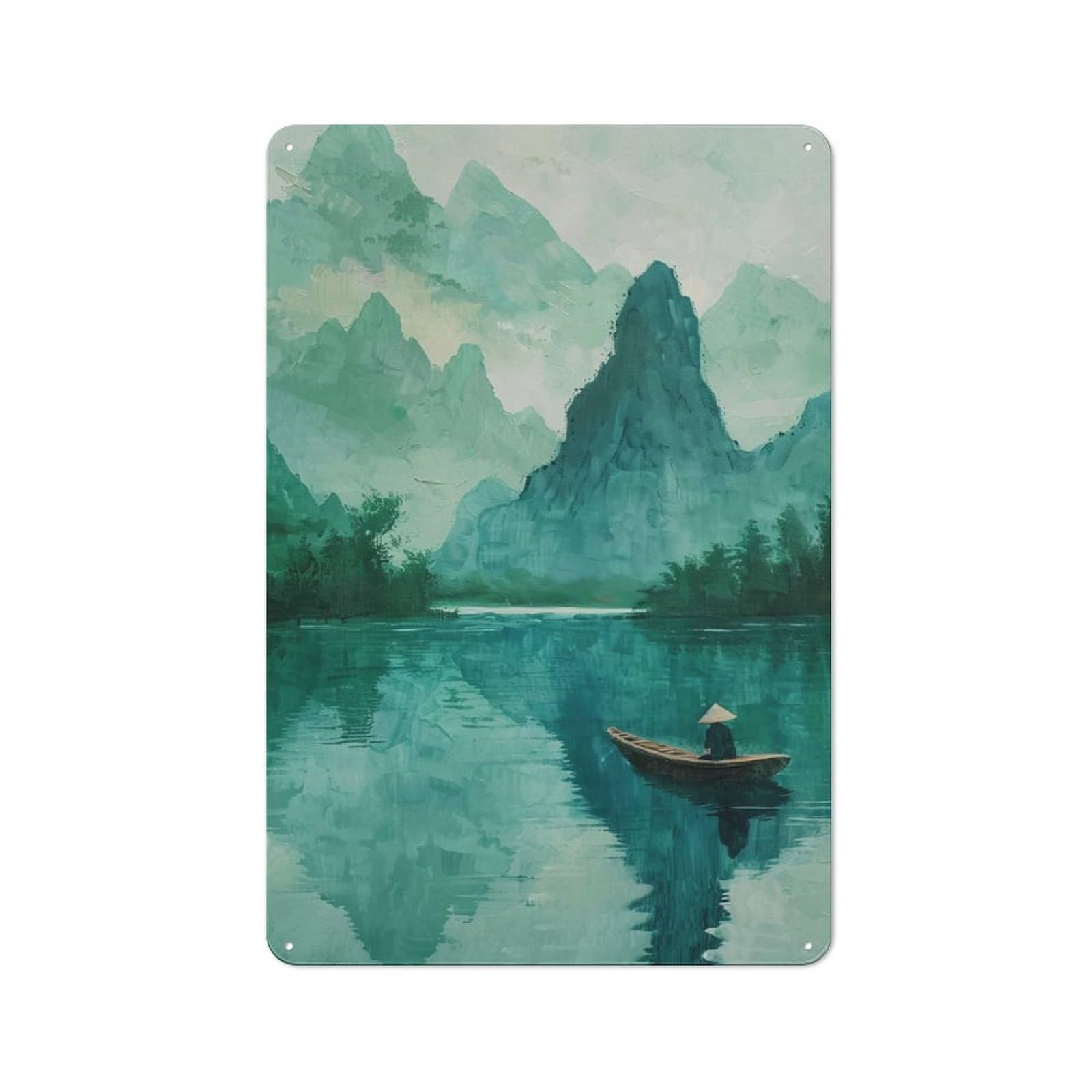 Junmoney Style-12 Vietnamese River Workshop Style Metal Wall Decor 30X20cm, Decorative Metal Plaque For Garage, Workshop, Shed Or Utility Room
