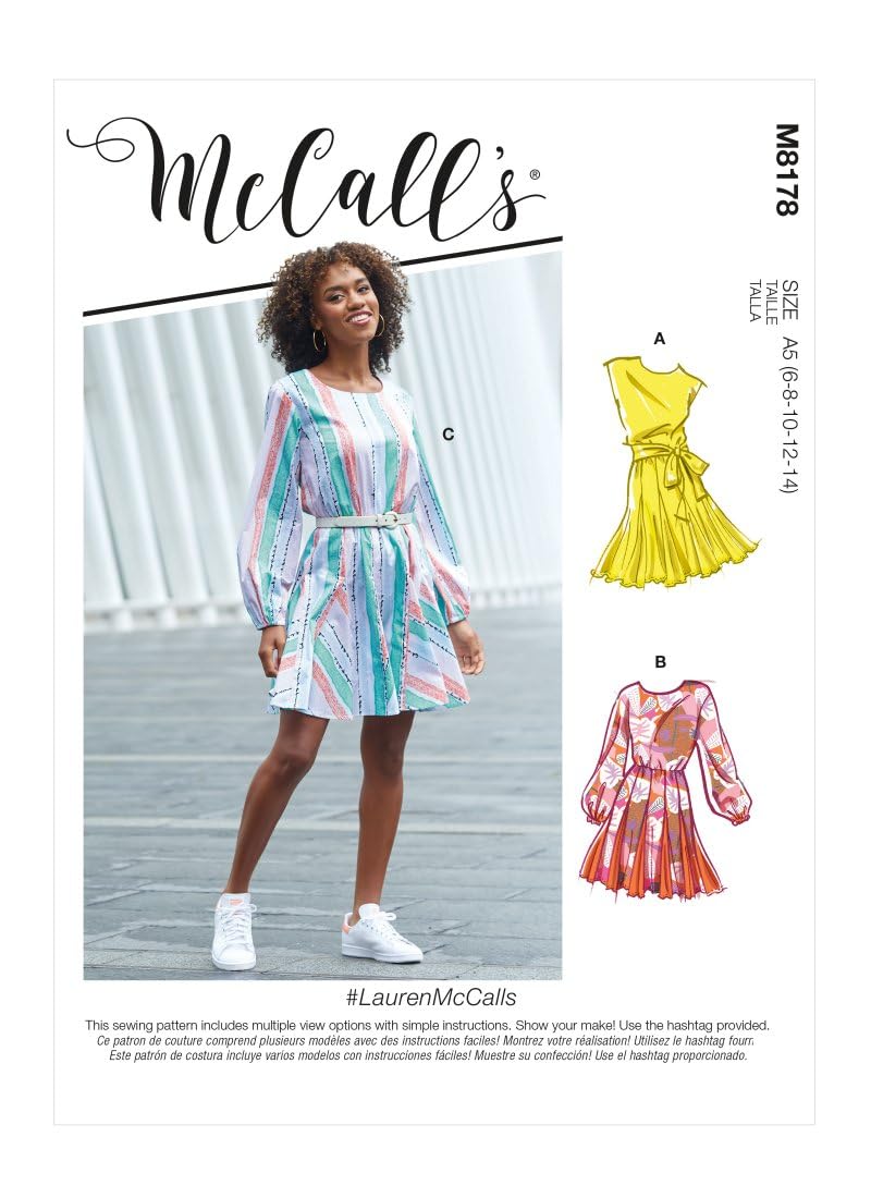 McCall's M8178F5 16-18-20-22-24 Misses Dress, Paper, White