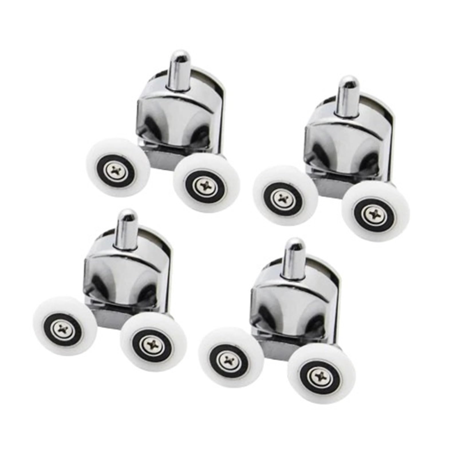 Sliding Door Rollers 23mm/25mm/27mm Shower Door Rollers Zinc Alloy Double-Wheel Sliding Roller Bearing Wheel Runners Replacement(4pcs Down,27mm)