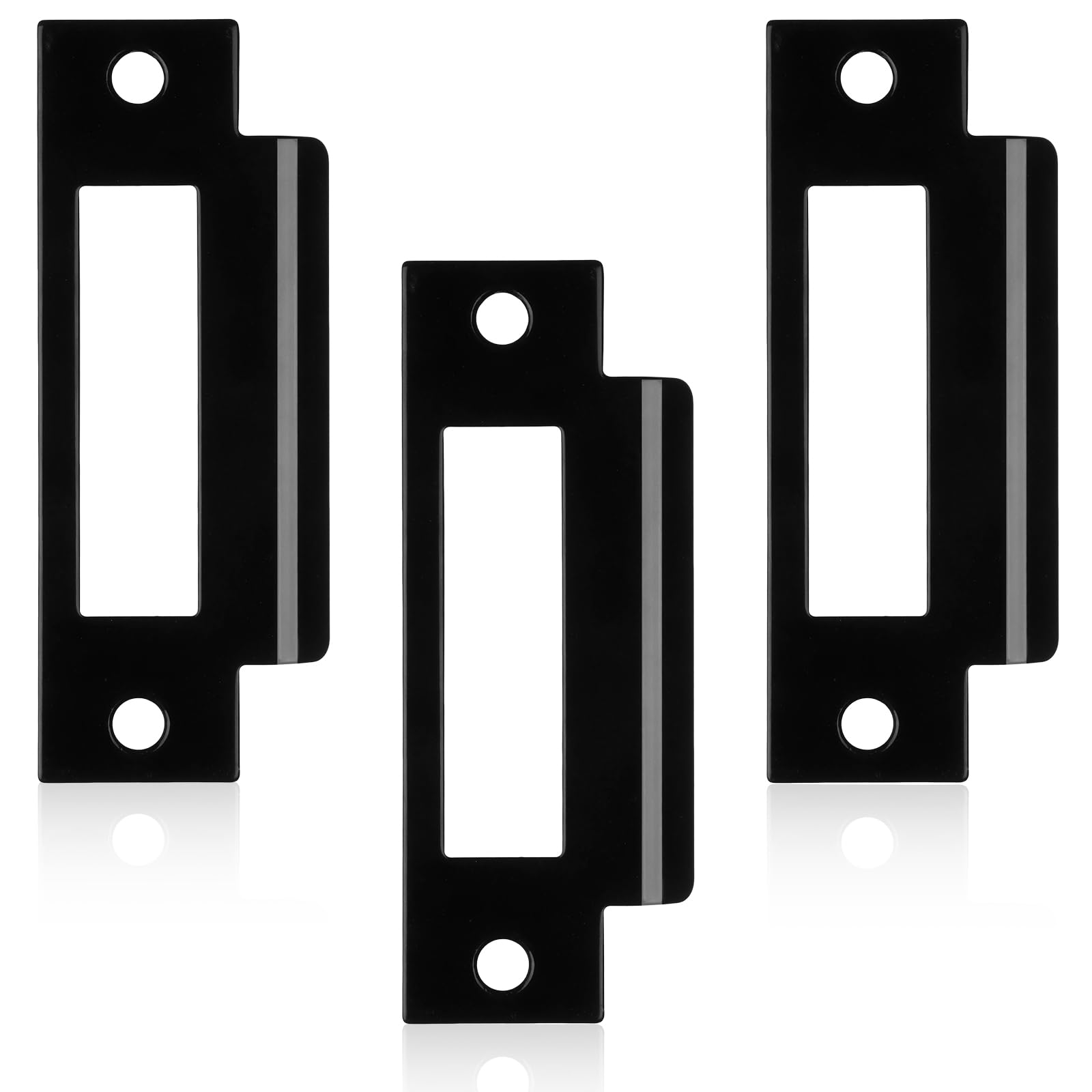 3Pcs 4-7/8" Universal Door Strike Plate Replacement Stainless Steel Plated Lock Strike Plate T Strike Deadbolt Strike Plate Door Backplate Iron Matte Black Finish for Use(Large Hole)