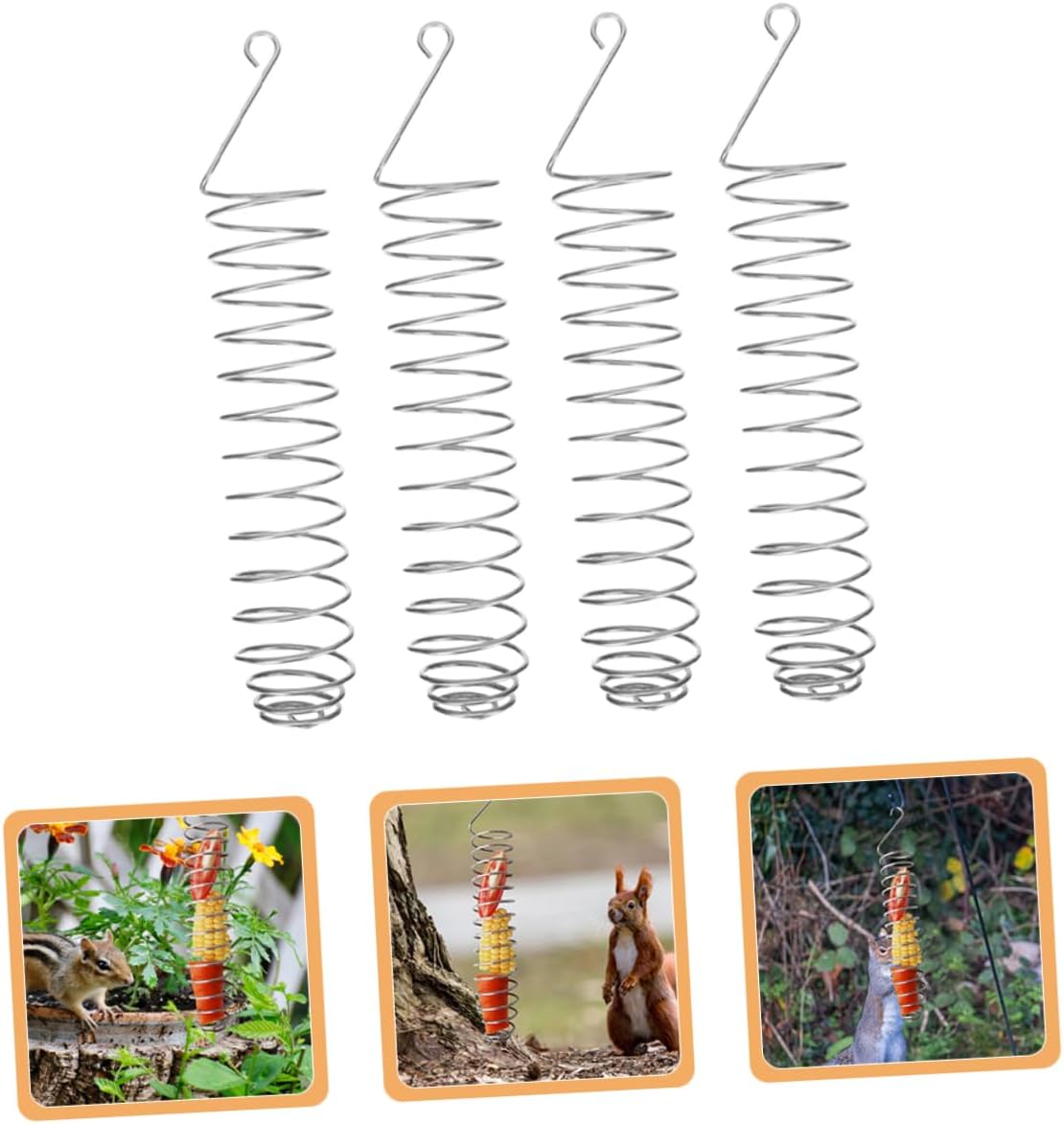 MERRYHAPY Squirrel Feeder Stand for Outdoor Use Adjustable Corn Holder 304 Stainless Steel Construction Squirrel and Bird Feeding Station for Backyard Wildlife