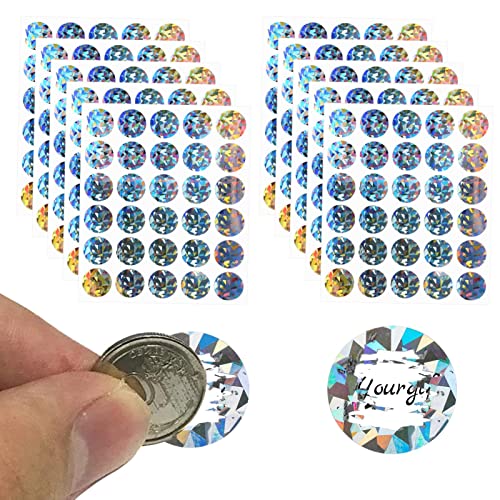 300 calcomanías para rascar, holográficas brillantes de 2,5 cm, autoadhesivas, autoadhesivas, autoadhesivas, autoadhesivas, calcomanías redondas para rascar para juegos de regalo sorpresa Cover