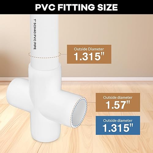 Miniatura 105 de Paquete de 12 accesorios de tubería de PVC de 3/4 pulgadas de 90 grados, conectores de tubería de PVC de grado recto de 2 vías para muebles, 2 vías