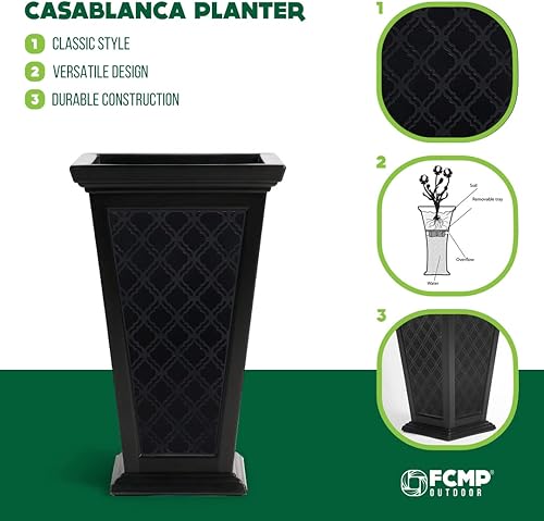 Miniatura 5 de FCMP Outdoor Casablanca - Maceta de riego automático (paquete de 2) – Juego de 2 macetas grandes para porche, patio, exterior/interior