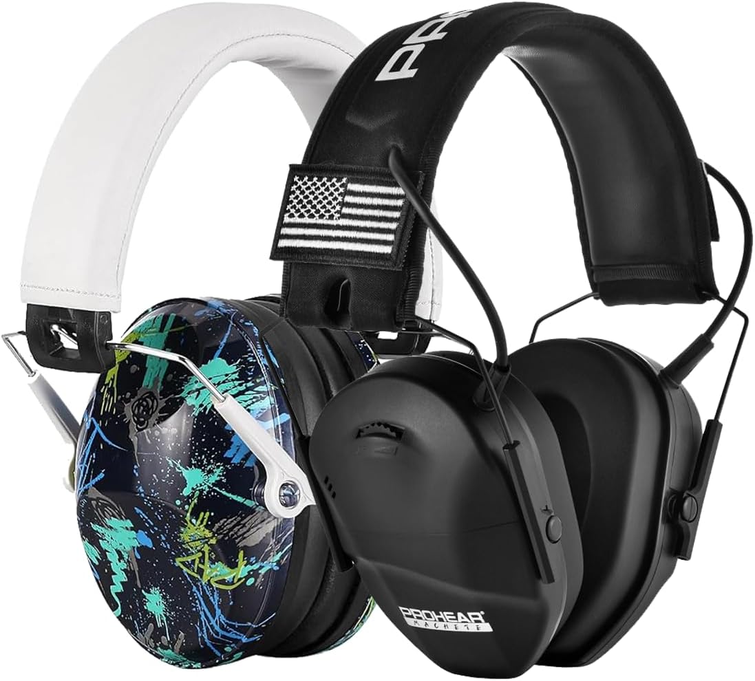 PROHEAR 032 Kids Ear Protection and EM011 Ear Electronic Shooting Earmuffs for Youth & Woman