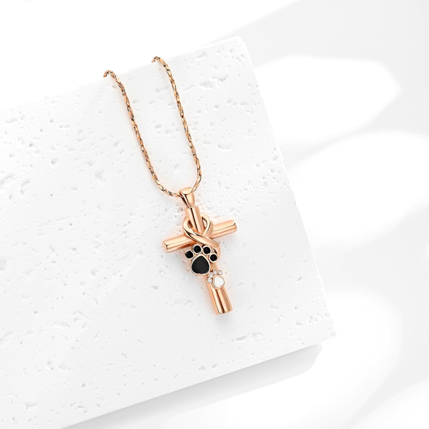 Paw Print Cremation Jewelry for Ashes for Pet Infinity Cross Urn Necklace for Ashes Stainless Steel Ashes Pendant Keepsake Memorial Jewelry for Dog Cat Ashes - Image 6