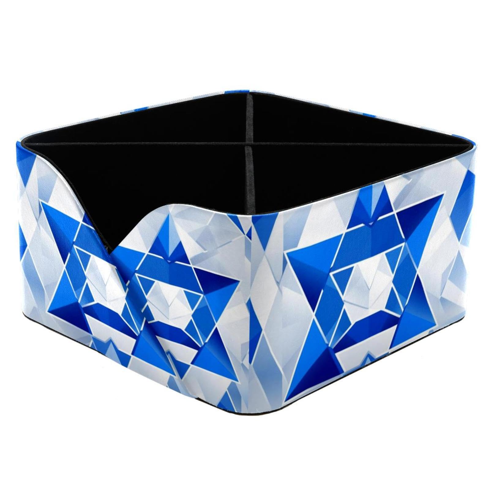 Organiseur de bureau grande capacité en cuir bleu pour stylos
