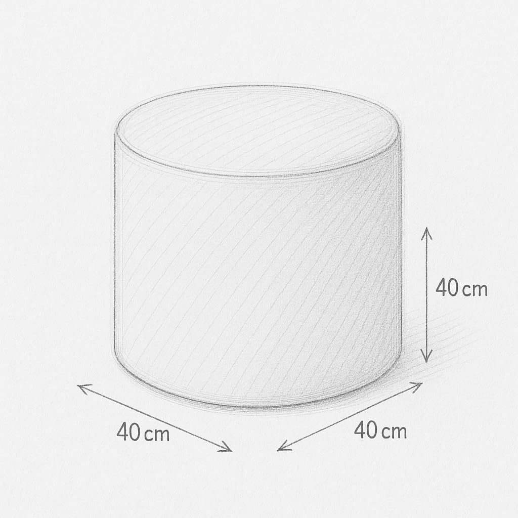 Cord-Hocker POSO 40x40 cm gepolstert rund – weiches Sitzkissen oder Fußhocker für Wohnzimmer – Cappuccino
