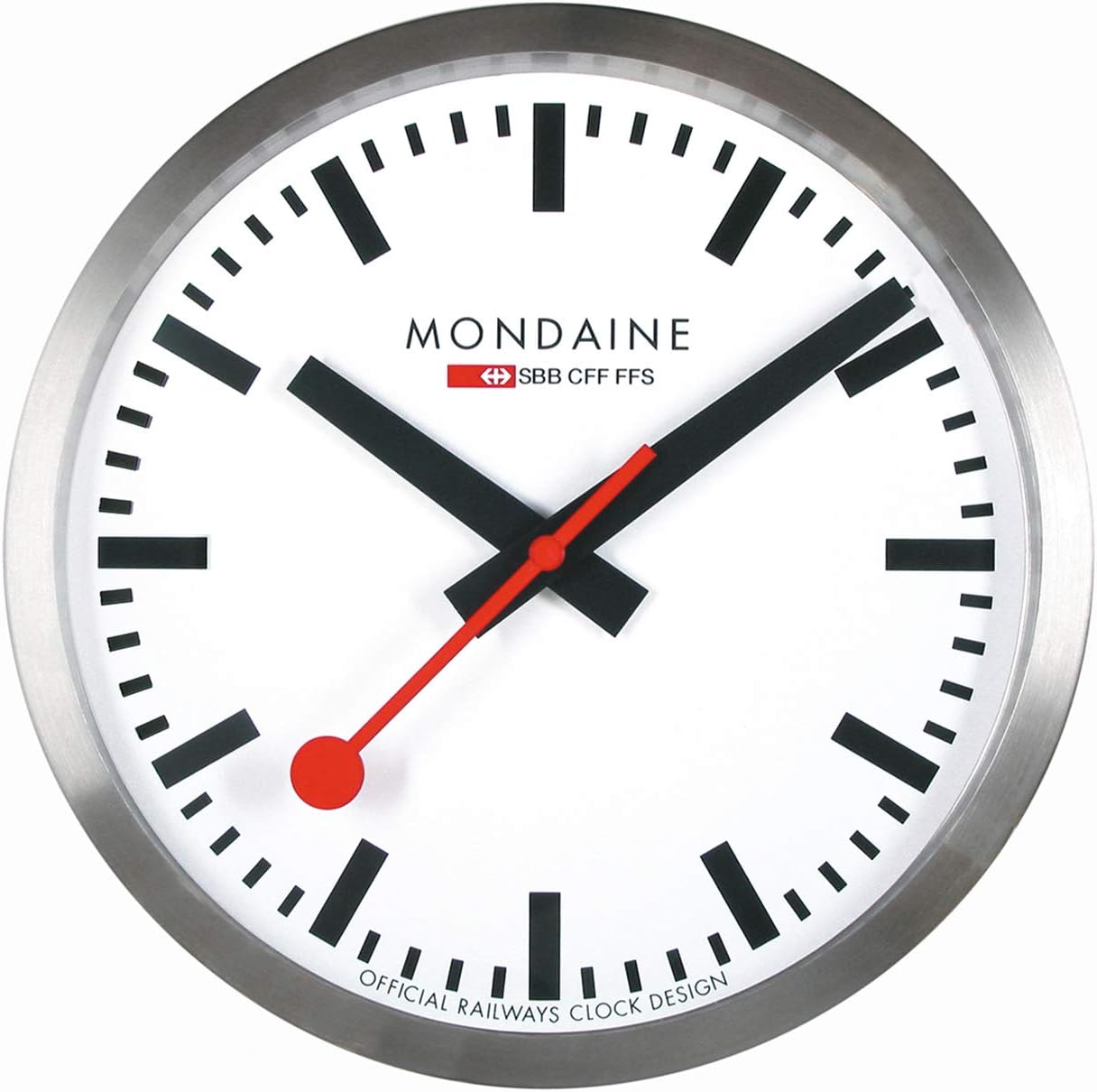 Mondaine - Wall Clock A995.CLOCK.16SBB 40cm - Official Swiss Railways Clock Red Second Hand Aluminium Casing - Dust Resistant Wall Clocks